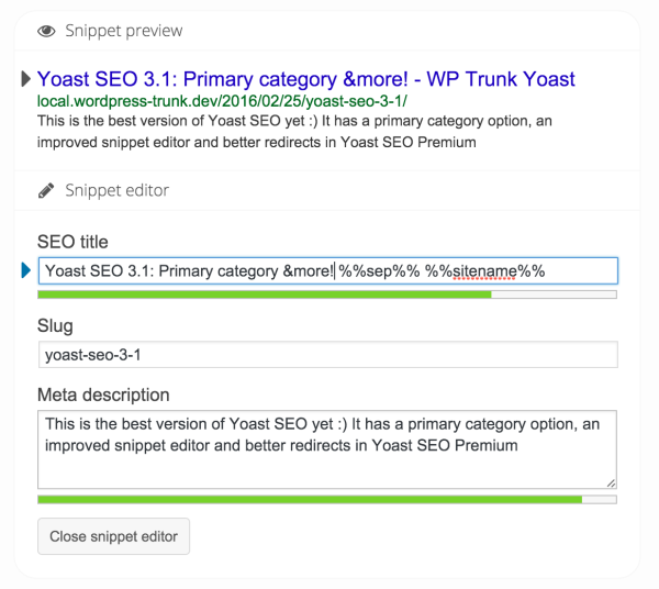 Yoast general tab